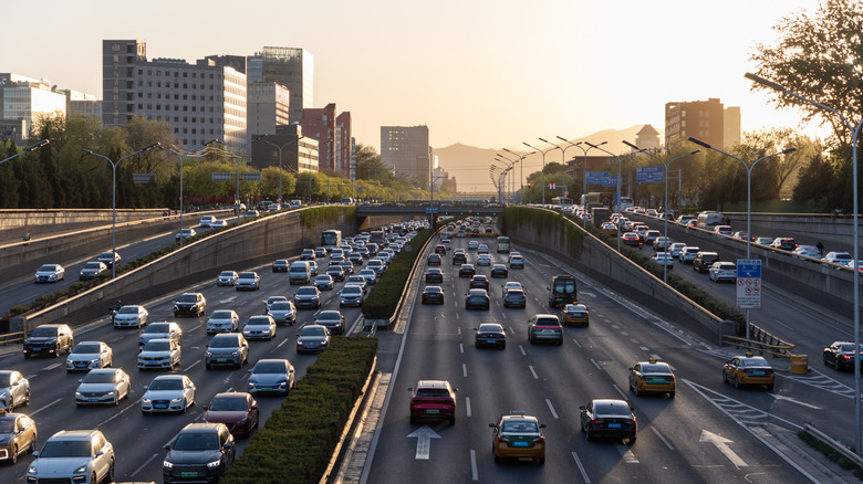 cars driving on highway