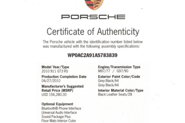 4.0L-Powered 2010 Porsche 911 GT3 RS
