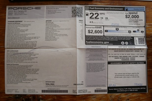 37k-Mile 2015 Porsche 911 Carrera 4S Coupe